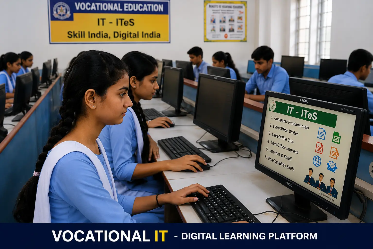 Students Learning LibreOffice in IT-ITeS Trade